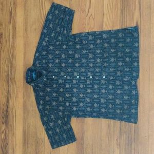 Tori Richard Black Brown Hawaiian Shirt, M